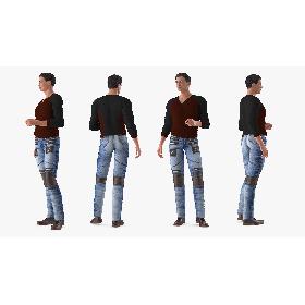 Man in City Style Clothes Standing Pose model